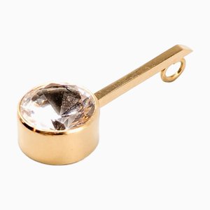 Colgante de oro de 14 kt con cristal de roca y cable de cadena en metal