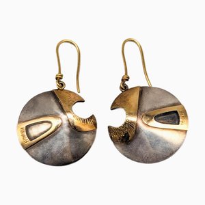 Silver and 18 Karat Gold Hook Earrings, Set of 2