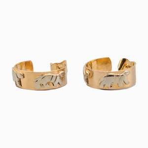 18 Karat Gold Earrings with Tigers, Set of 2