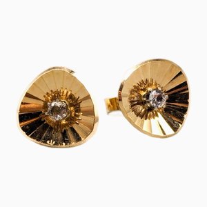 18 Karat Gold Earrings with Stones, Set of 2