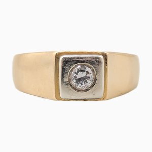 18 Karat Gold Signet Ring with Diamond