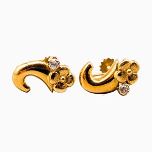 Gold Earrings with Spinels, Set of 2