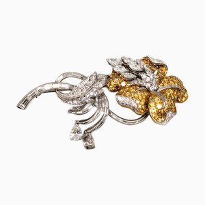 18 Karat Goldbrosche mit Moissaniten