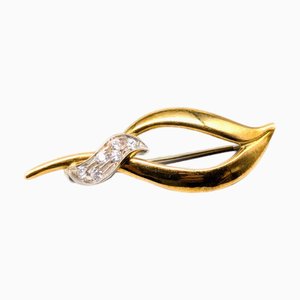 Brooch in Gold with White Stones
