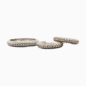 Ring and Earrings in Silver with White Stones, Set of 3