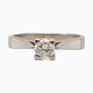 Bague Solitaire en Or Blanc 18 Carat avec Diamant