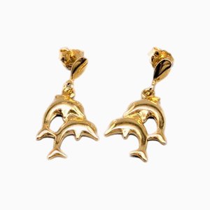 Earrings in Gold Dolphins, Set of 2