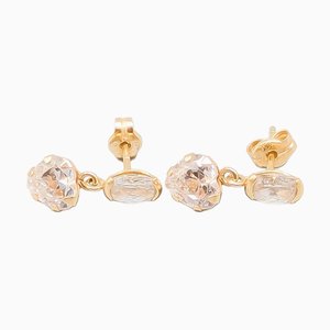 Earrings in Gold with White Stones, Set of 2