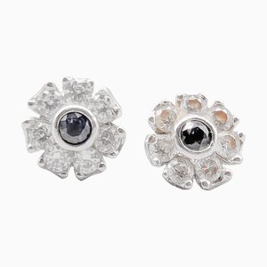 Earrings in 18 Karat White Gold with Stones, Set of 2