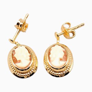 Earrings in Gold with Cameo, Set of 2