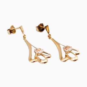 Earrings in Gold with White Stones, Set of 2