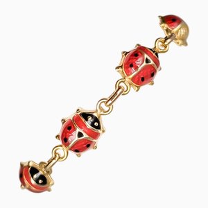 Bracelet in Gold Ladybugs with Enamel