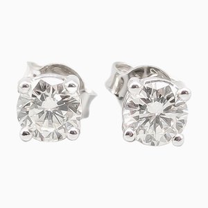 Solitaire Earrings in White Gold with Diamonds, Set of 2