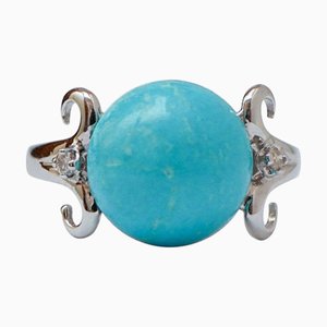 18 Karat White Gold Ring with Magnesite and Diamonds