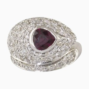 Ruby Diamonds White Gold Snake Ring