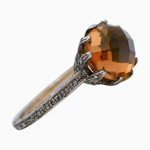 Ring aus 18 Karat Roségold und Silber mit Topas und Diamanten