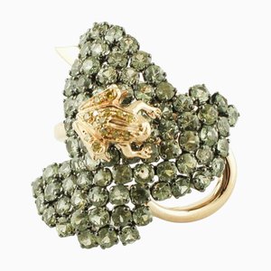 Ring aus 18 Karat Roségold mit mehrfarbigen Saphiren und Diamanten