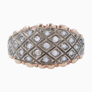 Ring aus 18 Karat Roségold und Silber mit Diamanten