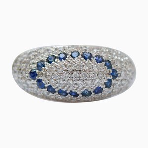 18 Karat White Gold Ring with Sapphires and Diamonds