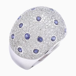18 Karat White Gold Ring with Sapphires and Diamonds