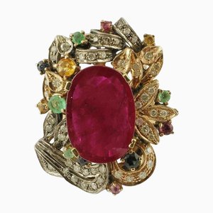 Vintage Ring mit Saphiren und Diamanten