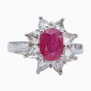 Platinum Ring with Ruby and Diamonds