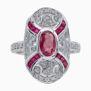 Platinum Ring with Rubies and Diamonds