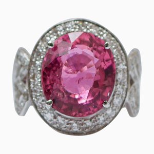 Platinum Ring with Tourmaline and Diamonds
