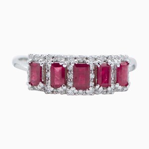 18 Karat White Gold Ring with Rubies and Diamonds