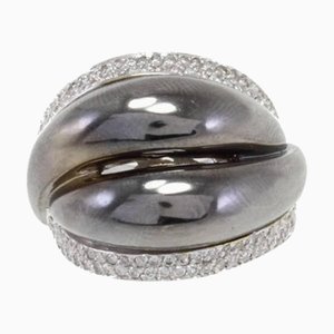 White and Black Gold Dome Ring with Diamond