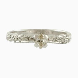 18k White Gold Solitary Ring with Diamonds