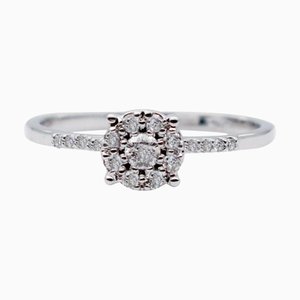 18 Karat Solitärring aus Weißgold mit Diamanten