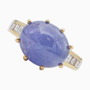 Ring aus 18 Karat Gelbgold mit Tansanit und Diamanten