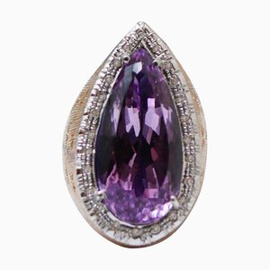 Ring aus Roségold mit Amethyst und Diamanten