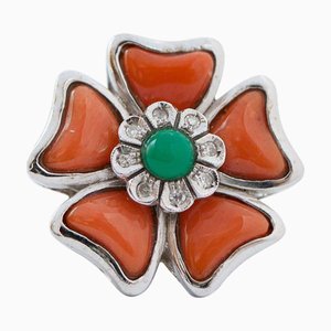 Blumenring aus Weißgold mit Diamanten
