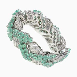 White Gold Bracelet with Colombian Emeralds and Diamonds