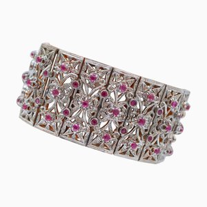 Rose Gold and Silver Bracelet with Rubies and Diamonds