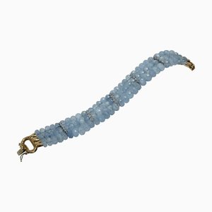Aquamarine and Diamond Gold Bracelet