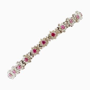 Gliederarmband aus Weißgold mit Diamanten und Rubinen