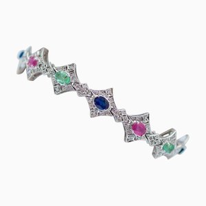 White Gold Bracelet with Emeralds and Rubies