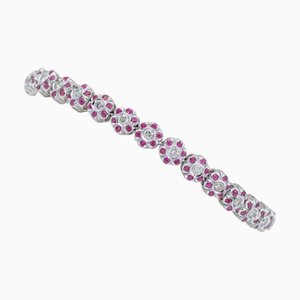 Weißgoldenes Gliederarmband mit Rubinen und Diamanten