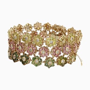 Gold Diamond and Tourmaline Bracelet