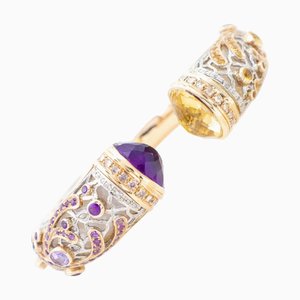 9kt Gold and Silver Bracelet with Diamonds and Sapphires