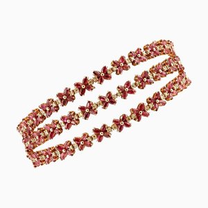 Armband aus Roségold mit Diamanten und Rubinen