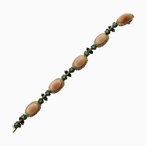 Armband aus Roségold mit rosa Koralle und Diamanten