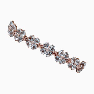 Armband aus Roségold mit aquamarinen Herzen und Diamanten