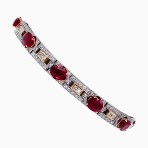 18 Karat White and Yellow Gold Bracelet with Rubies and Diamonds