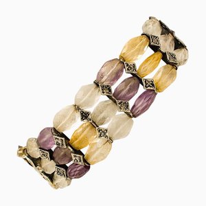 Armband aus Roségold und Silber mit Diamanten und Steinen