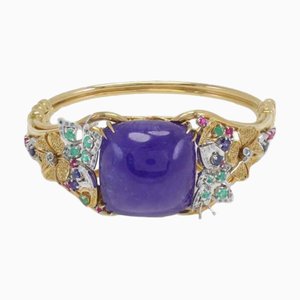 Gold Bracelet with Diamond and Emerald