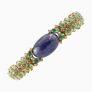 Rose Gold Bracelet with Diamonds and Emeralds